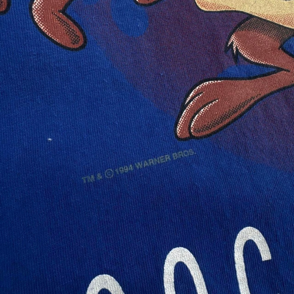 Vintage 90s Velva Sheen Taz Cocoa Beach Looney Tunes Tee Blue Large (d11) - Picture 3 of 7